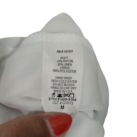 Charlotte Russe Wide Leg Pullon Pants Women Size M White Blue Stripe Linen Blend - Picture 6 of 11